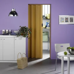 Brico Schuifdeuren-Grosfillex Vouwdeur 'Una' Pvc Licht Hout 205X84Cm