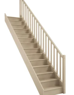Brico Zoldertrappen-Handystairs Gesloten Rechte Trap "Vega80" - 280 Cm Hoog - 13 Beuken Treden - Met Leuning
