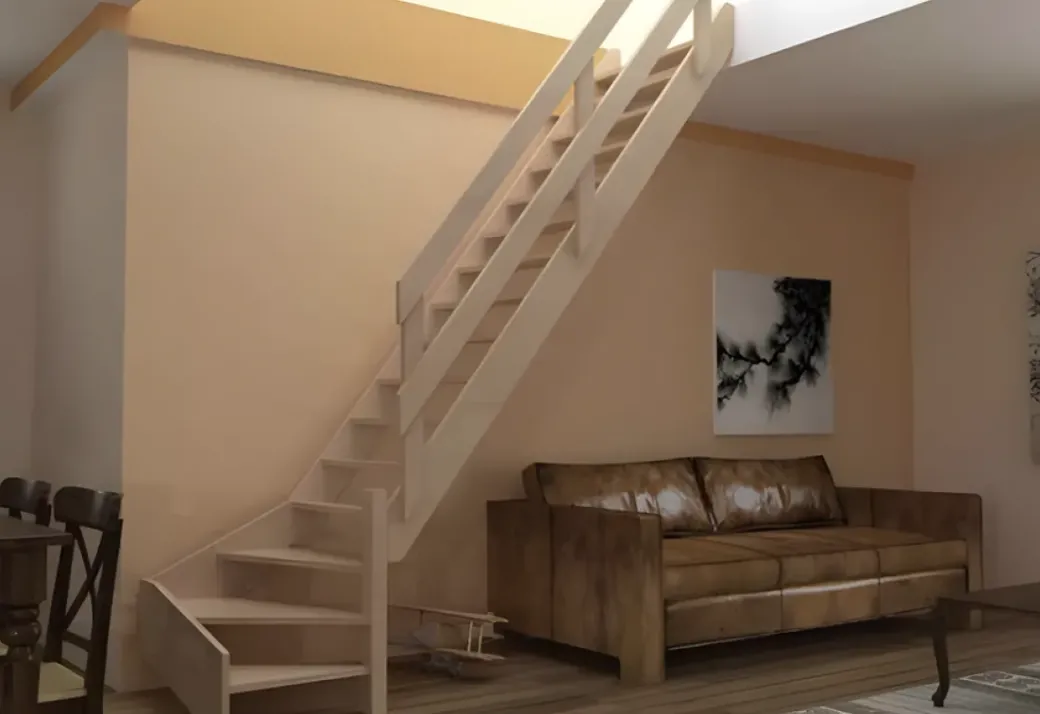 Brico Zoldertrappen-Handystairs Molenaarstrap "Rustic70" - Kwartslag Rechts - Hoogte 280Cm - 13 Treden Van Grenenhout