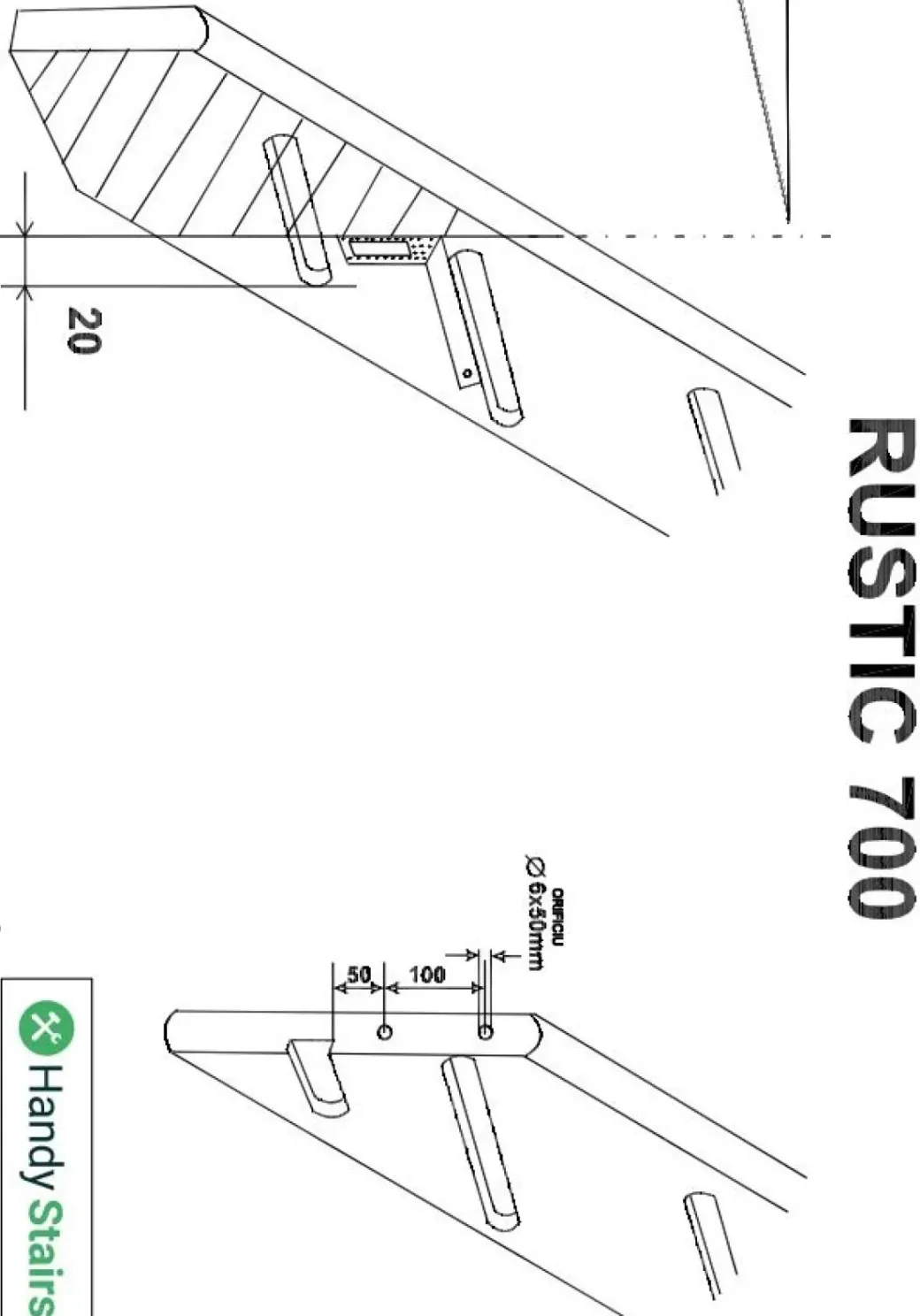 Brico Zoldertrappen-Handystairs Molenaarstrap "Rustic70" - Kwartslag Rechts - Hoogte 280Cm - 13 Treden Van Grenenhout