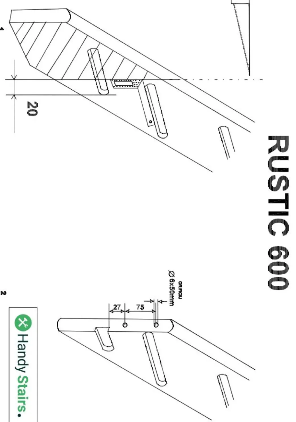 Brico Zoldertrappen-Handystairs Molenaarstrap "Rustic60" - Kwartslag Rechts - Hoogte 280Cm - 13 Treden Van Grenenhout
