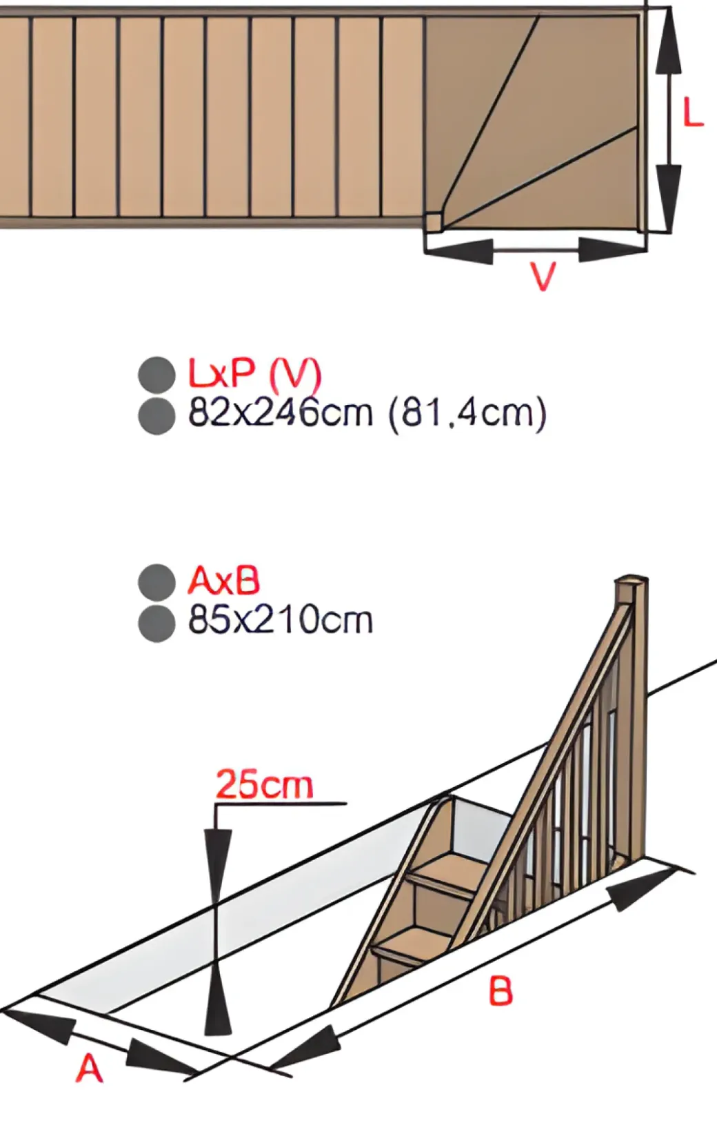 Brico Zoldertrappen-Handystairs Open Kwartslagtrap "Vega80" - Links - 280 Cm Hoog - 13 Grenen Treden - Zonder Leuning