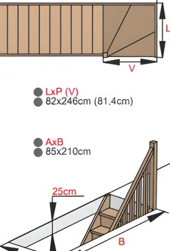 Brico Zoldertrappen-Handystairs Open Kwartslagtrap "Vega80" - Links - 280 Cm Hoog - 13 Grenen Treden - Met Leuning