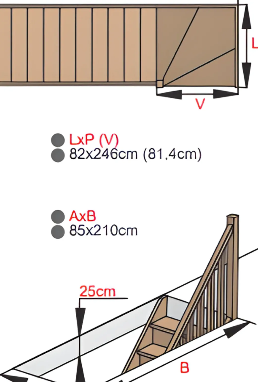 Brico Zoldertrappen-Handystairs Open Kwartslagtrap "Vega80" - Links - 280 Cm Hoog - 13 Grenen Treden - Met Leuning