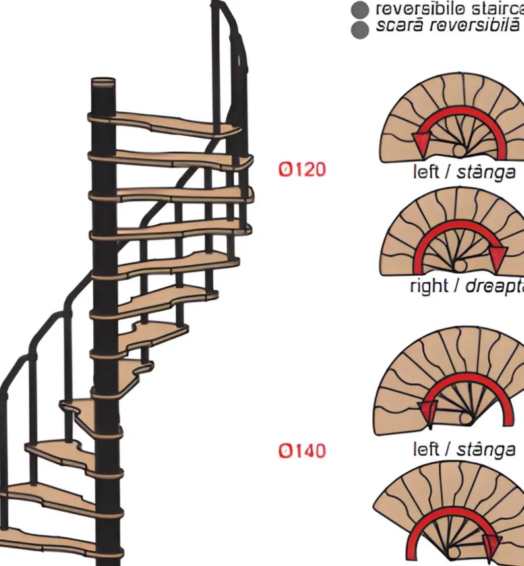 Brico Zoldertrappen-Handystairs Ruimtebesparende Spiltrap "Radius" - 140X70 Cm - 299 Cm Hoog - 12 Beuken Treden - Grijs