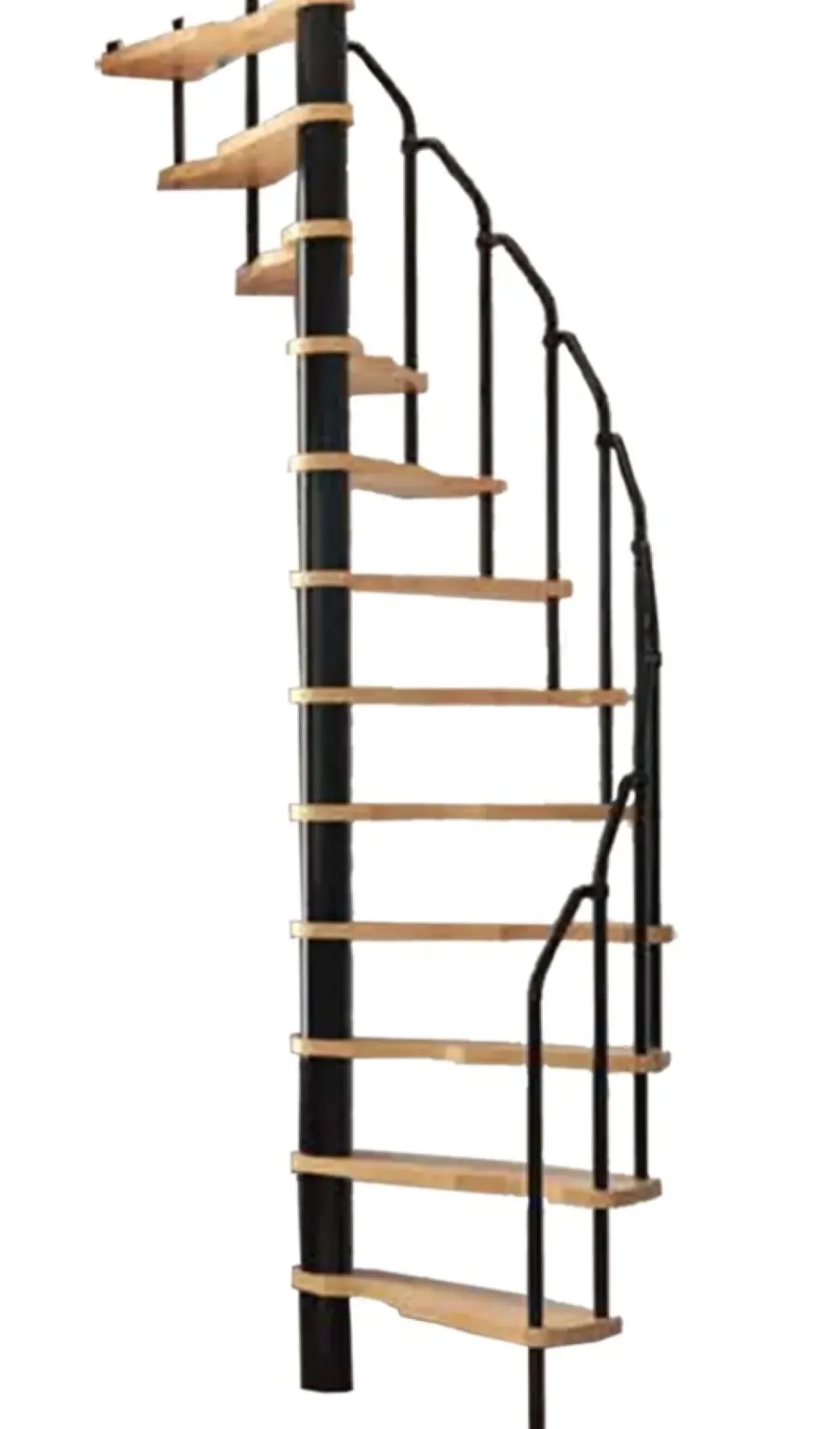 Brico Zoldertrappen-Handystairs Ruimtebesparende Spiltrap "Radius" - 140X70 Cm - 299 Cm Hoog - 12 Beuken Treden - Zwart