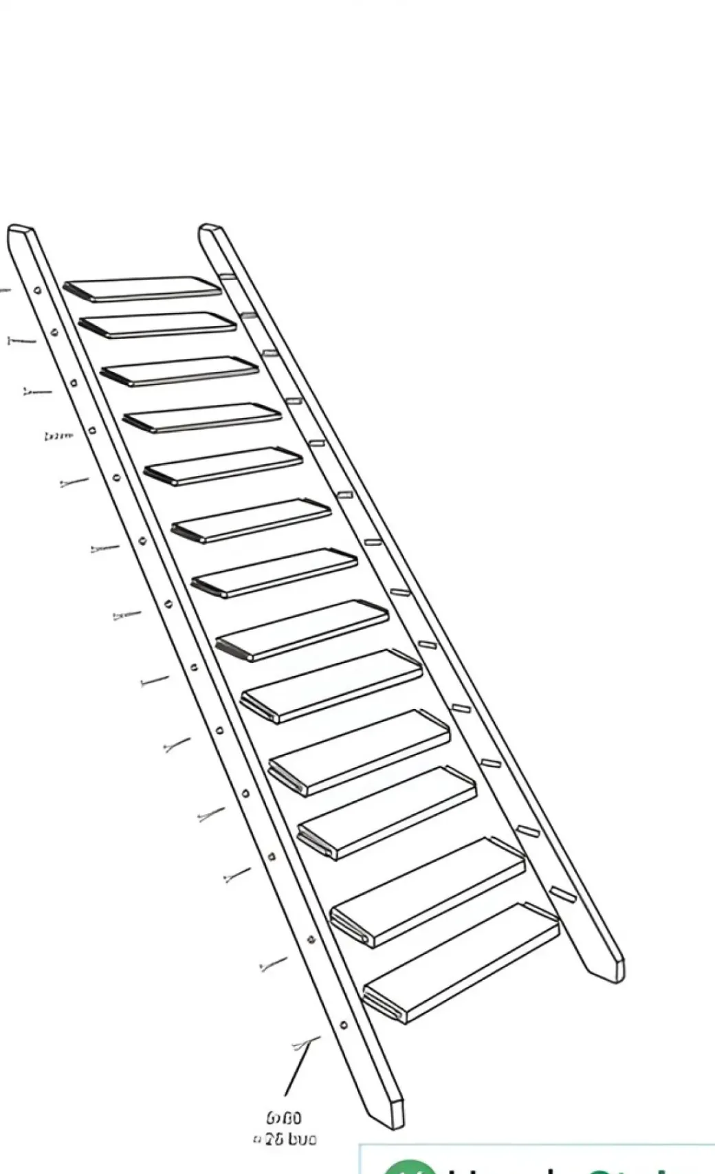 Brico Zoldertrappen-Handystairs Steektrap "Rustic70" - 70Cm Breed - Hoogte 280Cm - 13 Treden Van Beukenhout (30Mm)