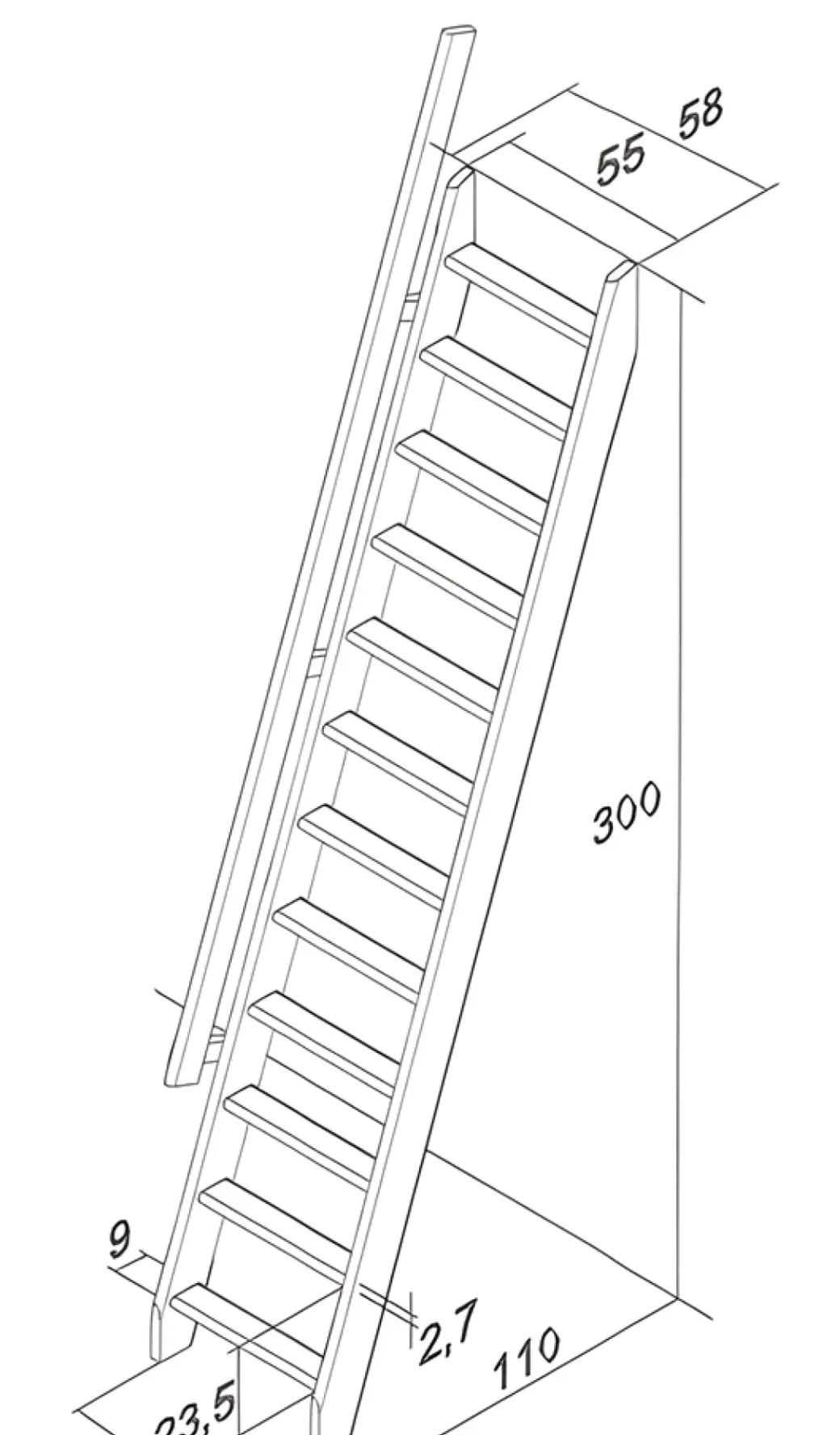 Brico Zoldertrappen-Handystairs Uitschuifbare Steektrap "Montreal" - Hoogte 300Cm - 12 Treden Van Beuken - Met Leuning