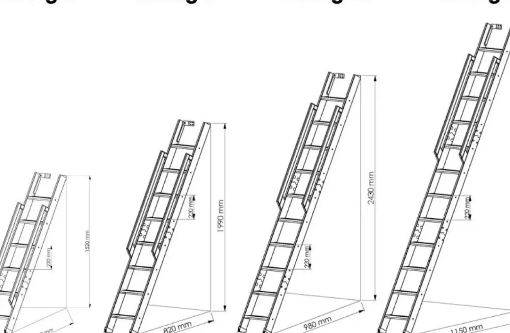 Brico Zoldertrappen-Handystairs Uitschuifbare Steektrap Max6 - H=152 Cm - Beukenhout - Wit