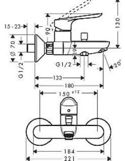 Hansgrohe Bad- En Douchemengkraan Logis E Chroom|Brico Hot