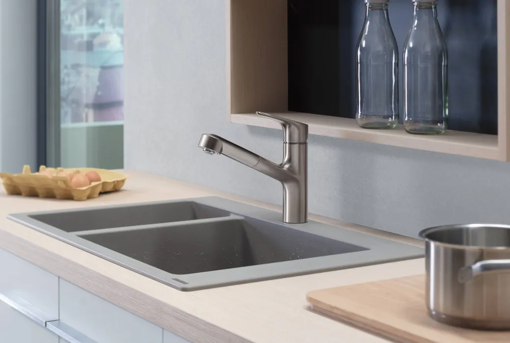 Hansgrohe Keukenmengkraan Focus M43 200 Met Uittrekbare Handdouche Metaal Geborsteld|Brico Discount