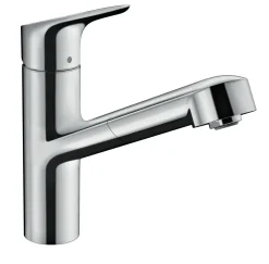 Hansgrohe Keukenmengkraan Focus M43 200 Met Uittrekbare Handdouche Metaal Geborsteld|Brico Discount