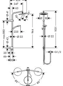 Hansgrohe Regendoucheset Myselect S Reno Zonder Kraan Chroom|Brico