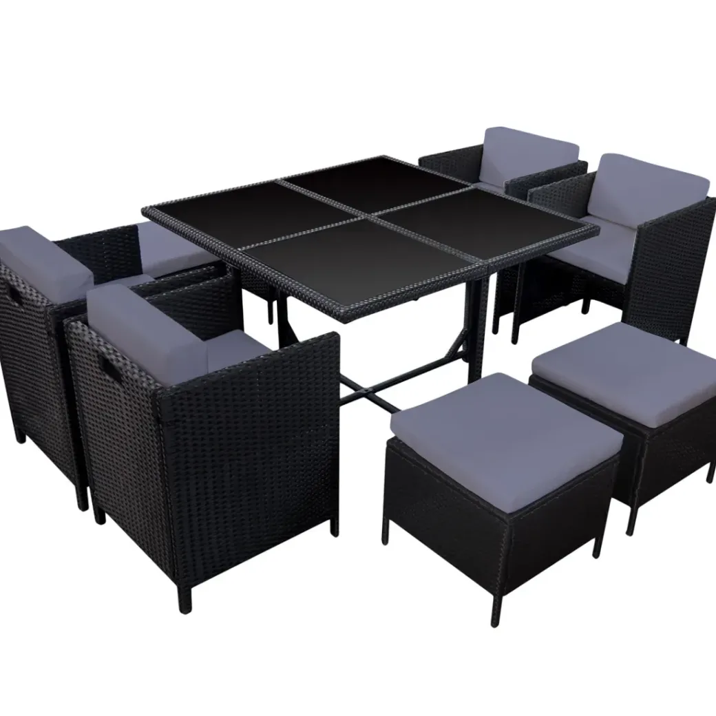 Brico Loungesets-Happy Garden Buitenmeubelsets Santorin - Zwart - Geweven Hars