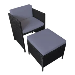 Brico Loungesets-Happy Garden Buitenmeubelsets Santorin - Zwart - Geweven Hars