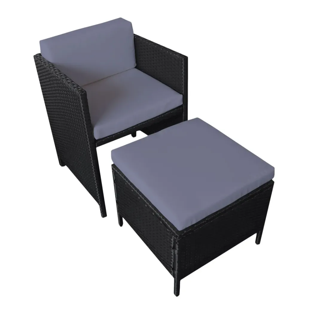 Brico Loungesets-Happy Garden Buitenmeubelsets Santorin - Zwart - Geweven Hars