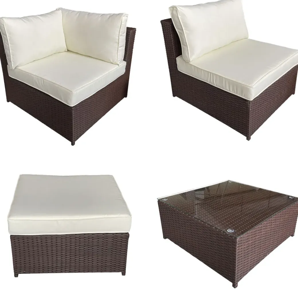 Brico Loungesets-Happy Garden Buitenmeubelsets Cargese - Bruin - Geweven Hars