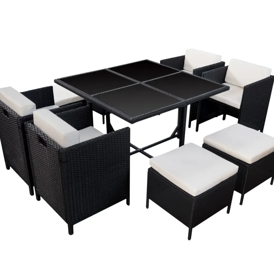 Brico Loungesets-Happy Garden Buitenmeubelsets Santorin - Zwart - Geweven Hars