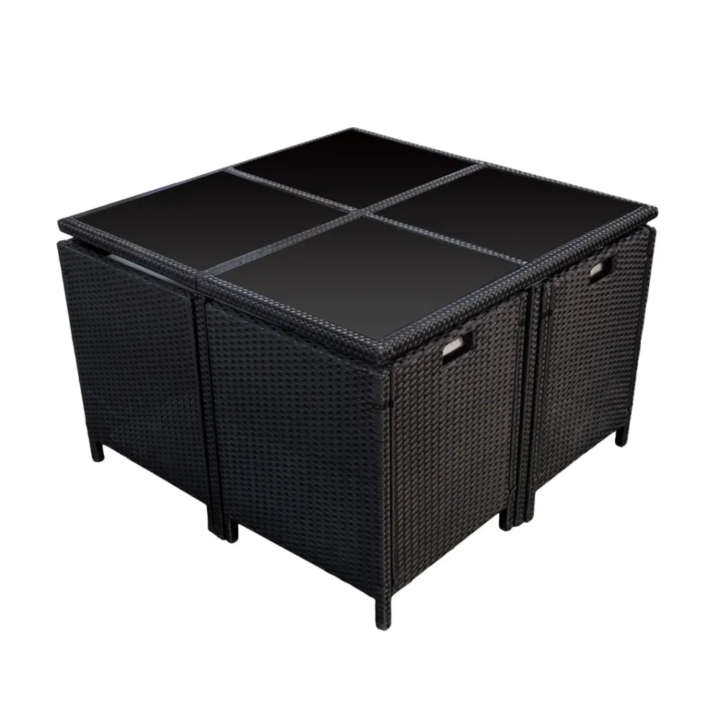 Brico Loungesets-Happy Garden Buitenmeubelsets Santorin - Zwart - Geweven Hars