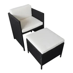 Brico Loungesets-Happy Garden Buitenmeubelsets Santorin - Zwart - Geweven Hars