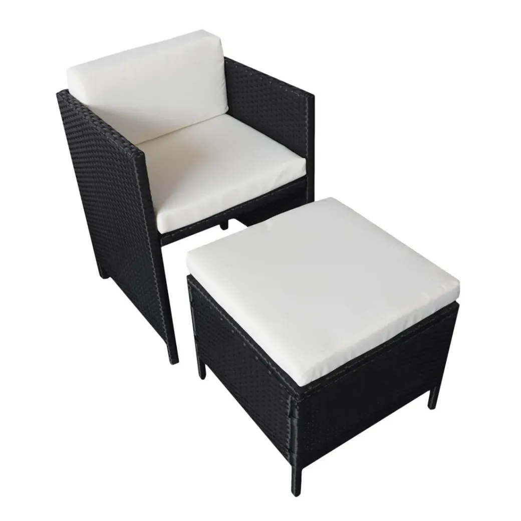 Brico Loungesets-Happy Garden Buitenmeubelsets Santorin - Zwart - Geweven Hars