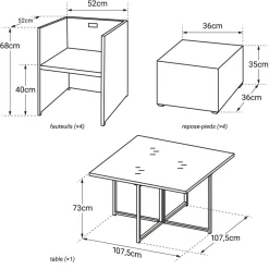Brico Loungesets-Happy Garden Buitenmeubelsets Santorin - Zwart - Geweven Hars