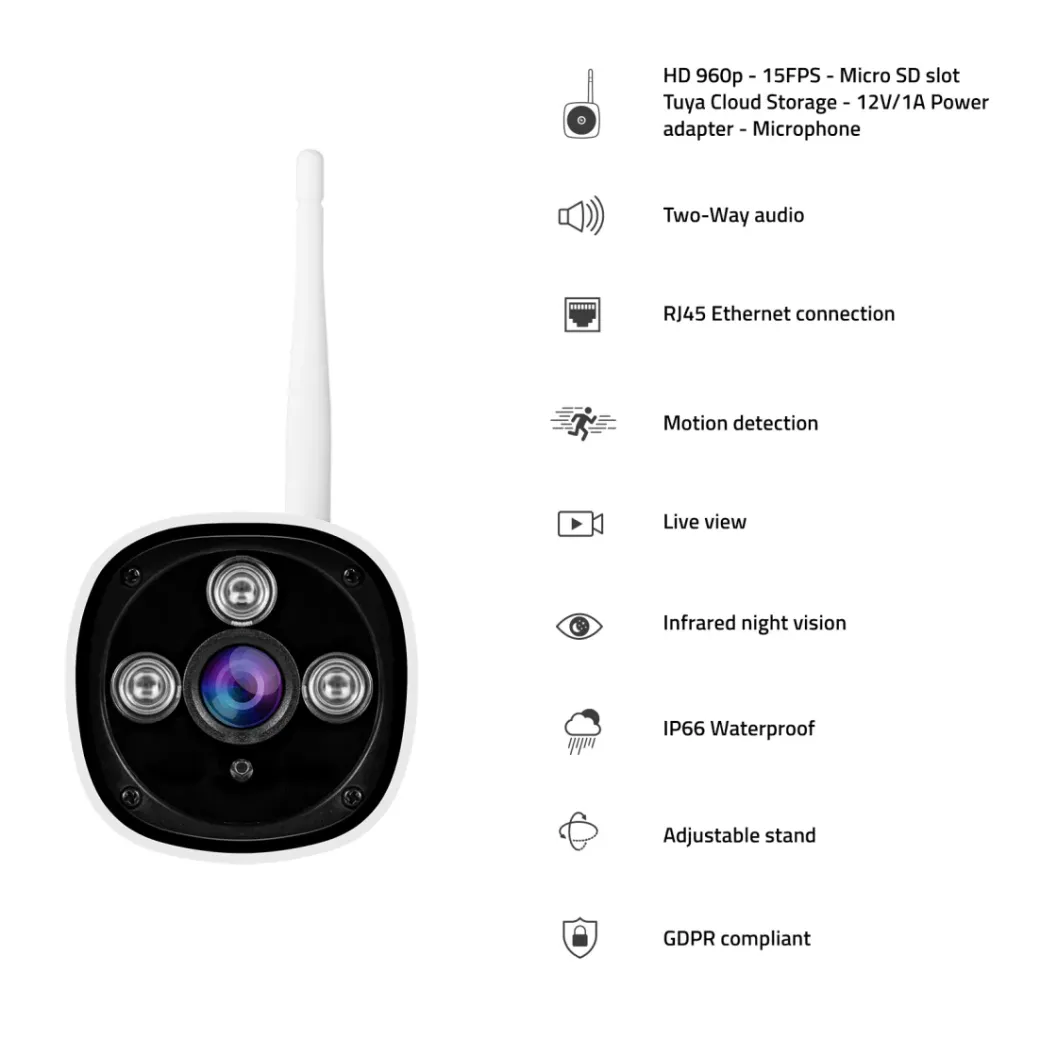 Brico Beveiligingscamera-Hombli Slimme Beveiligingscamera Buiten Wifi Full Hd Nachtzicht Wit