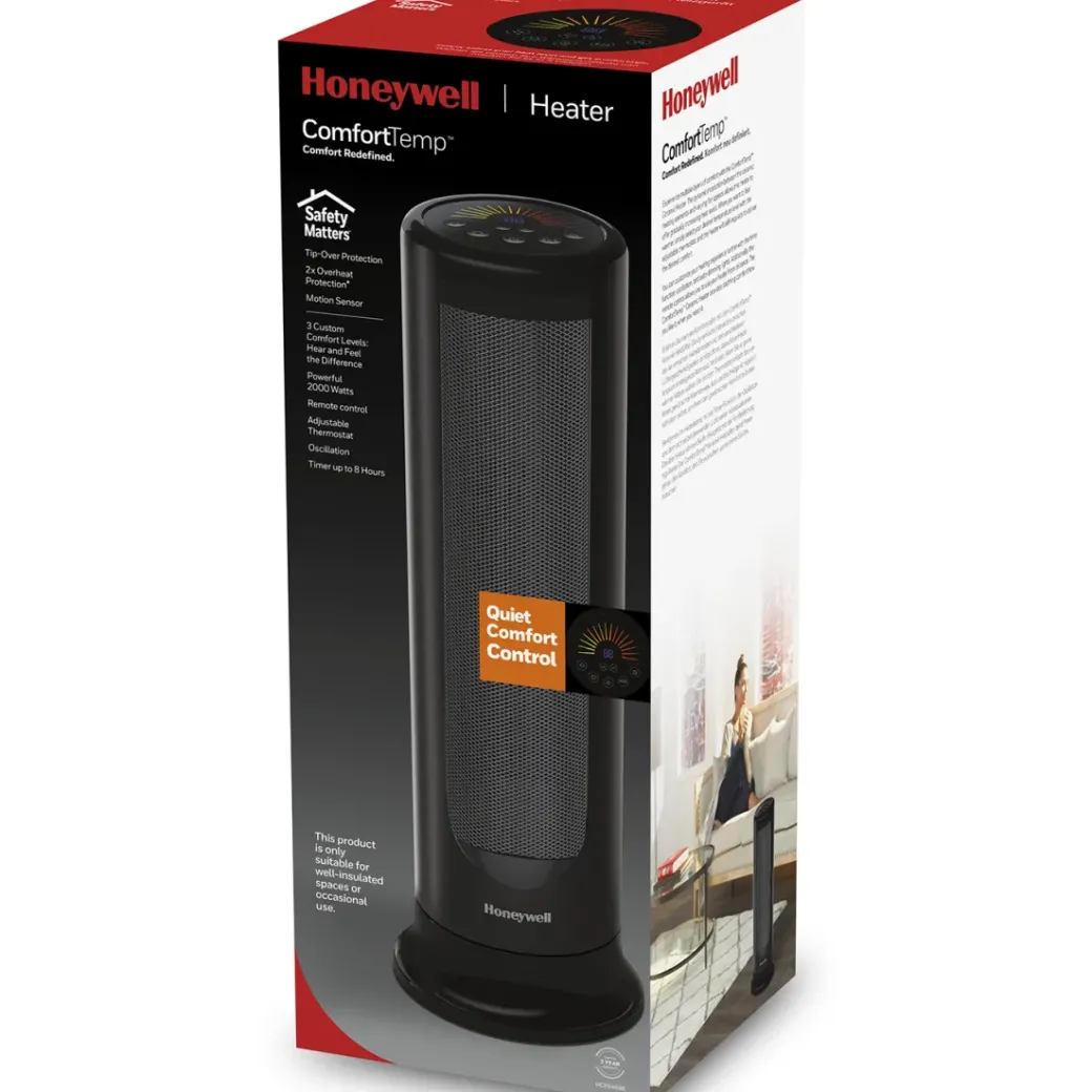 Brico Keramische Kachels & Blaasverwarming<Honeywell Keramische Verwarming Comforttemp Met Bewegingssensor Hce646Be Zwart