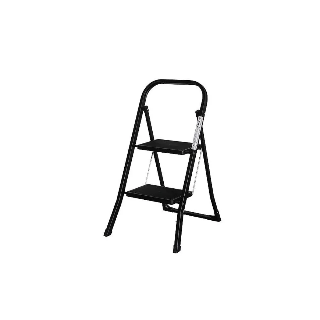 Huishoudtrap - Keukentrap 2 Treden - Inklapbaar - Zwart|Brico Discount