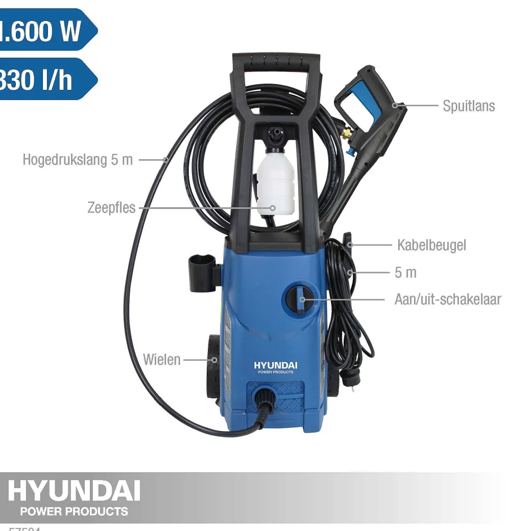 Hyundai Hogedrukreiniger 1600W 135Bar|Brico Online