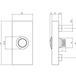 Brico Deurbellen-Intersteel Deurbel Rechthoekig Rvs/Zwart 65X30X10 Mm