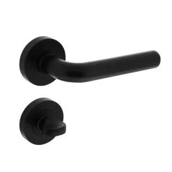 Brico Deurbeslag-Intersteel Deurklink Op Rozet Agatha O52X10 Mm Met Nokken En Wc-Slot Met Stang 8X8Mm Zwart