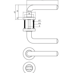 Brico Deurbeslag-Intersteel Deurklink Op Rozet Agatha O52X10 Mm Met Nokken En Wc-Slot Met Stang 8X8Mm Zwart