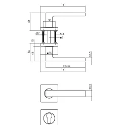 Brico Deurbeslag-Intersteel Deurklink Op Vierkante Rozet, Nokken 7Mm + Cilinderrozetten Zwart Mat