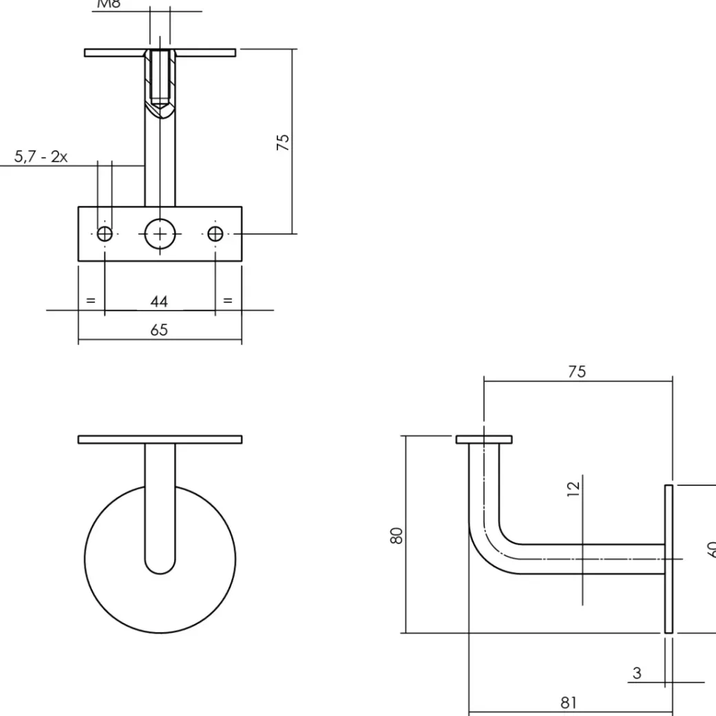 Brico Trapleuningen-Intersteel Leuninghouder Gebogen Vlak Zadel Rvs Geborsteld