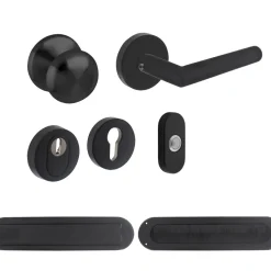 Brico Deurbeveiliging-Intersteel Veiligheidsbeslag Set Voordeur Skg*** Ronde Rozet Rvs Zwart