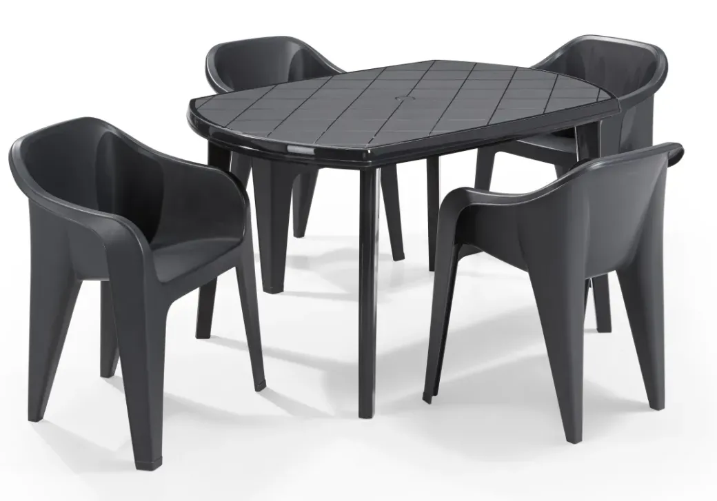 Brico Tuintafels-Jardin Tuintafel Elise Ovaal Kunststof Grafiet 137X90Cm