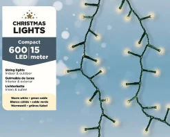 Kerstverlichting (Lumineo) Compact 600 Led Lampjes Warm Wit 15M|Brico Discount
