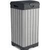 Keter Afvalbak Rockford 124L Grijs 41X41X87,4Cm Buiten|Brico Hot