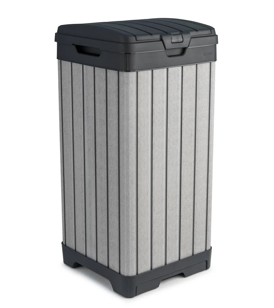 Keter Afvalbak Rockford 124L Grijs 41X41X87,4Cm Buiten|Brico Hot