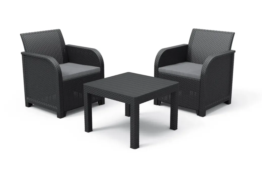 Brico Loungesets-Keter Balkon Loungeset Rosalie + Kussens Wicker 3-Delig