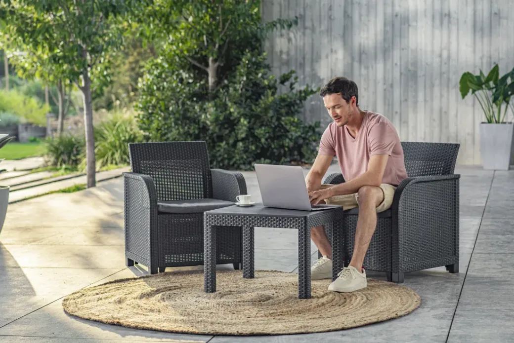 Brico Loungesets-Keter Balkon Loungeset Rosalie + Kussens Wicker 3-Delig
