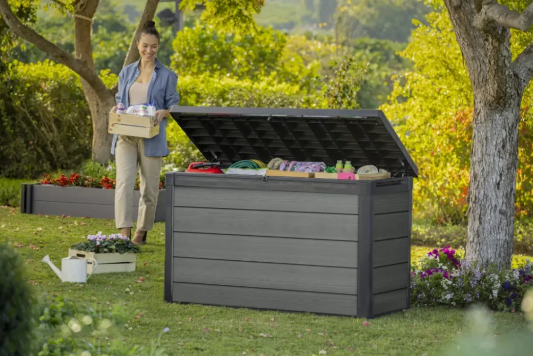 Brico Opbergboxen Tuin-Keter Cortina Opbergbox - 757L - 151.7X72.5X90 Cm - Grijs