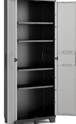 Keter Gear Hoge Opbergkast 39X68X182Cm Zwart/Grijs|Brico Discount