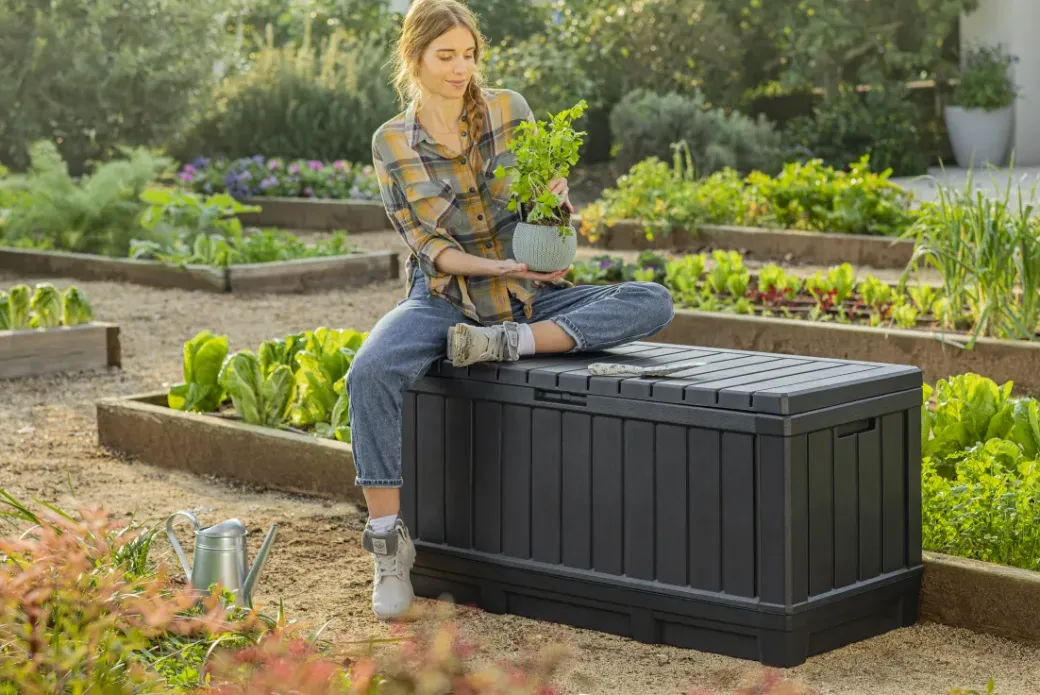 Brico Opbergboxen Tuin-Keter Kussenbox Kentwood Kunststof Antraciet 350L