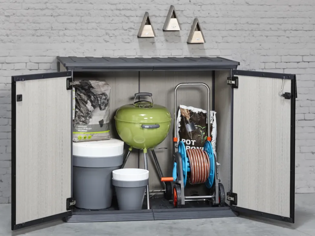 Brico Opbergboxen Tuin-Keter Opbergkast Patio Store Grijs 139,5X120Cm