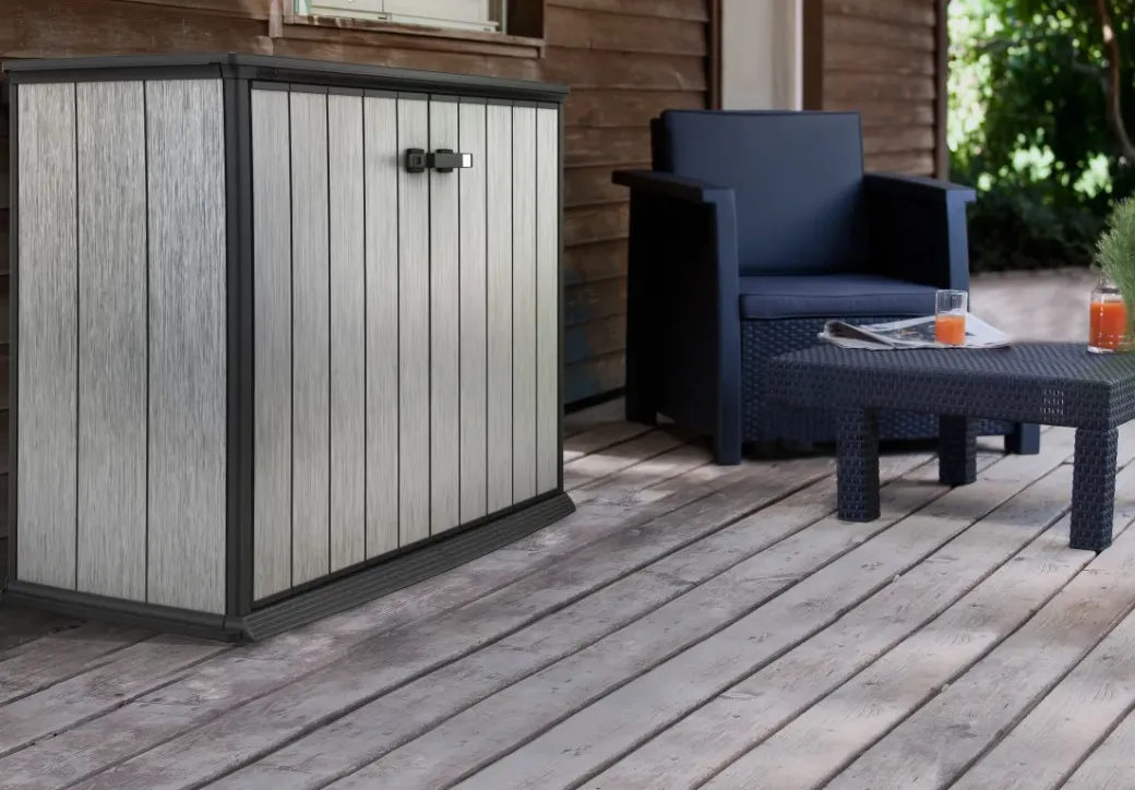 Brico Opbergboxen Tuin-Keter Opbergkast Patio Store Grijs 139,5X120Cm