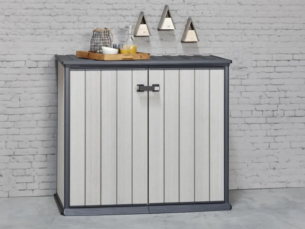 Brico Opbergboxen Tuin-Keter Opbergkast Patio Store Grijs 139,5X120Cm