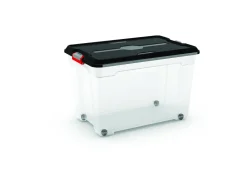 Kis Moover Box Xl Met Wielen Transparant Zwart 60L|Brico