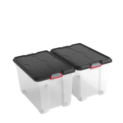 Kis Moover Box Xl Met Wielen Transparant Zwart 60L|Brico